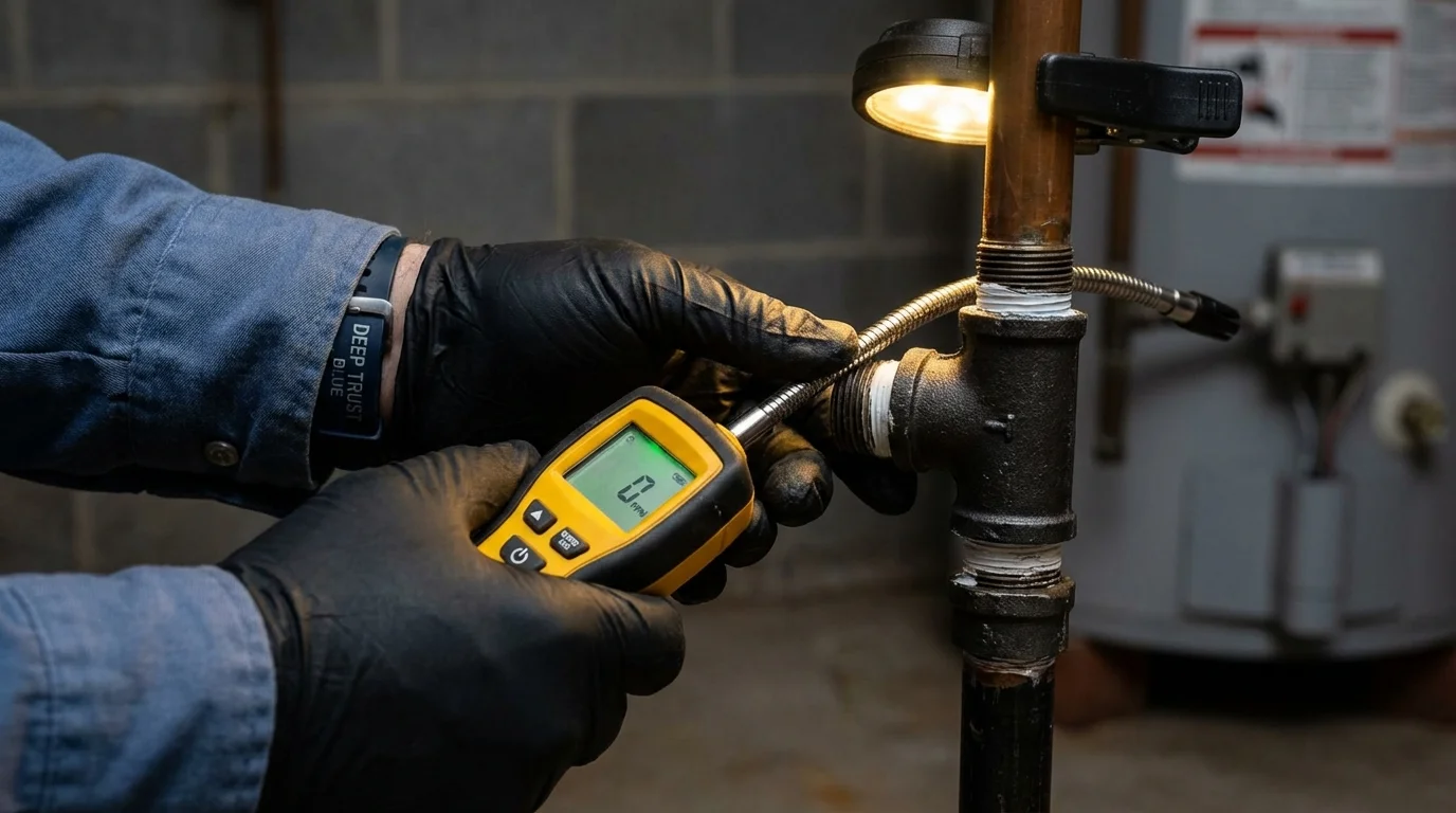 Gas leak detection with electronic sniffer by Johns Plumbing LLC in Westwood